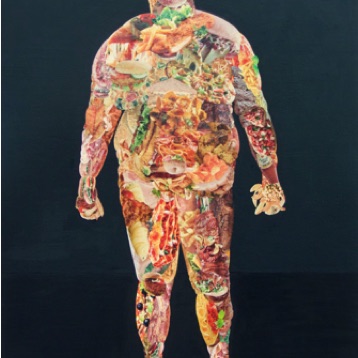 Slow Donald,
paper collage, acrylic on wood,
90x60 cm